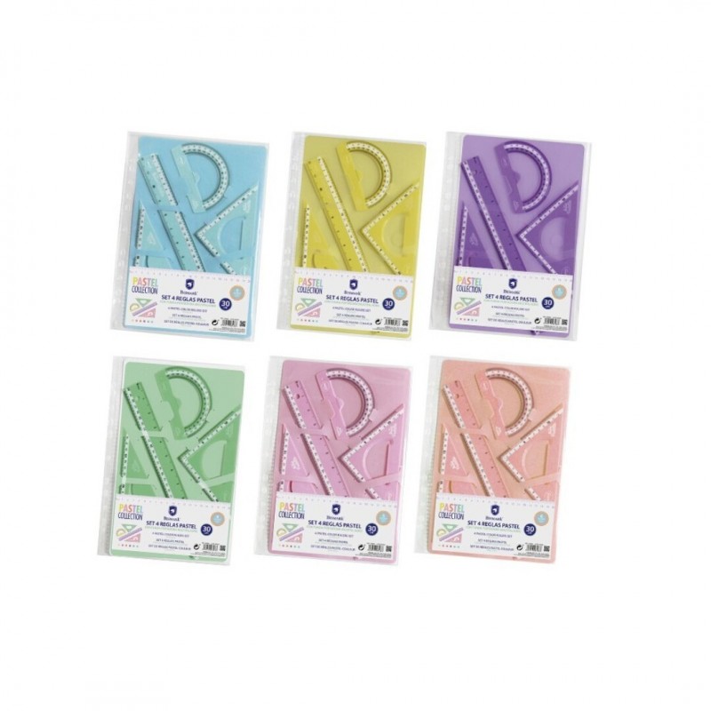 SET 4 REGLAS PASTEL C/FUNDA PORTADORA MULTITALADRO