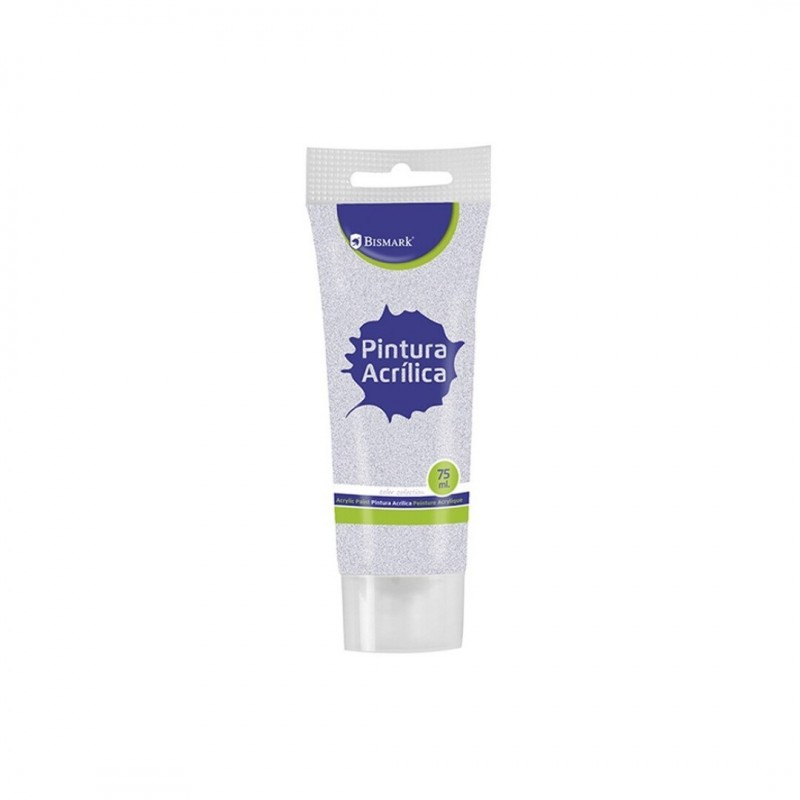 PINTURA ACRILICA 75 ML PLATA CON GLITTER