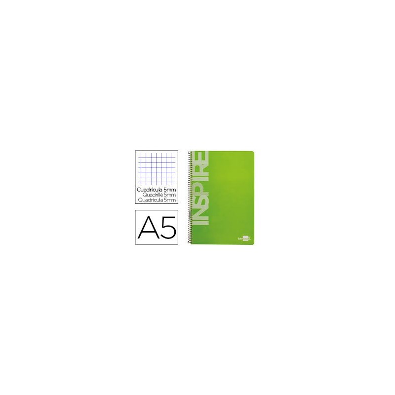 CUADERNO ESPIRAL A5 TAPA DURA 160H 60GR 5MM LIDERP