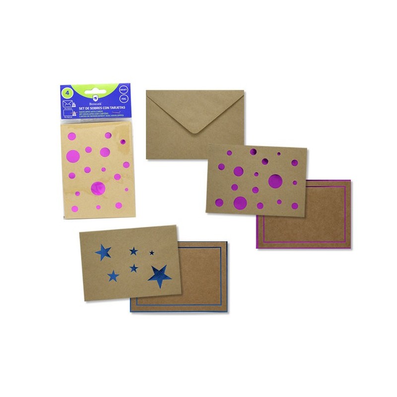 SOBRES CON TARJETAS KRAFT CON FOIL SET DE U UDS