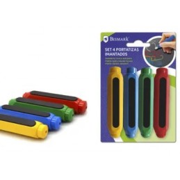 PORTATIZAS IMANTADO CON TIZA COLORES SET 4 UDS