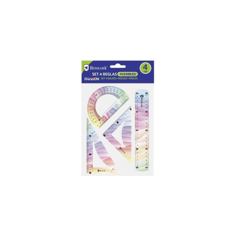 SET 4 REGLAS FLEXIBLES RAINBOW 20CM