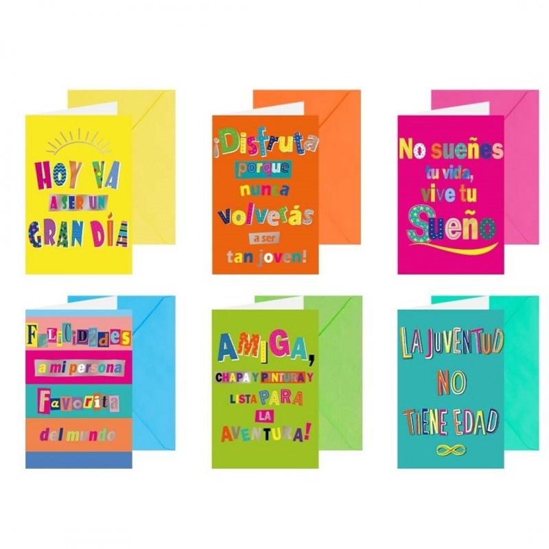 TARJETA FELICITACION FRASES FLUOR C/SOBRE