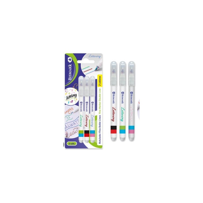 ROTULADORES DOBLE LINEA BICOLOR LETTERING 3 UDS