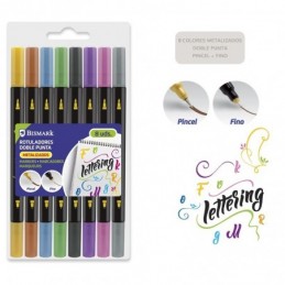 ROTULADOR DOBLE PUNTA METALIZADO LETTERING 8UDS