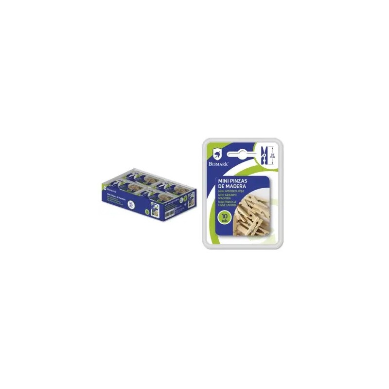 BISMARK MINI PINZA MADERA 35MM 10PCS DOBLE BL