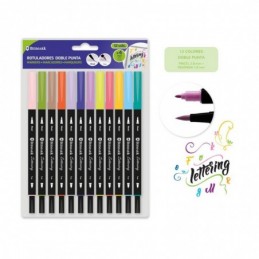 ROTULADORES LETTERING DOBLE PUNTA 12 COLORES