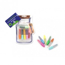 BOTE ZIP 6 MINI MARCADORES CON GLITTER