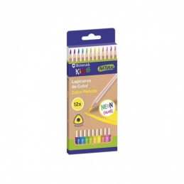 NATURAL COLOR LAPICEROS MADERA 12 COLORES NEON