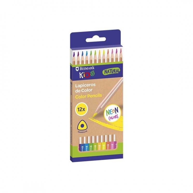 NATURAL COLOR LAPICEROS MADERA 12 COLORES NEON