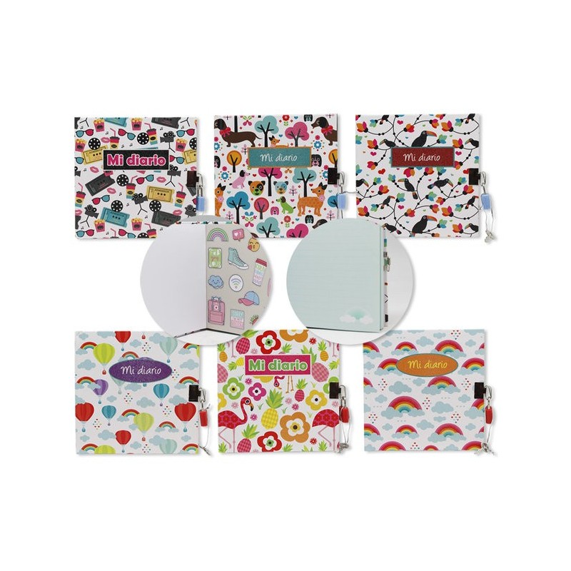 DIARIO C/CANDADO COLORFUL CON PEGATINAS