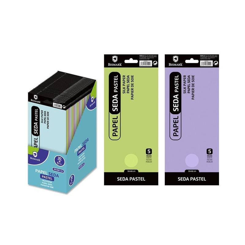 PAPEL DE SEDA PASTEL COLORES SURTIDOS 5 UDS 50X66