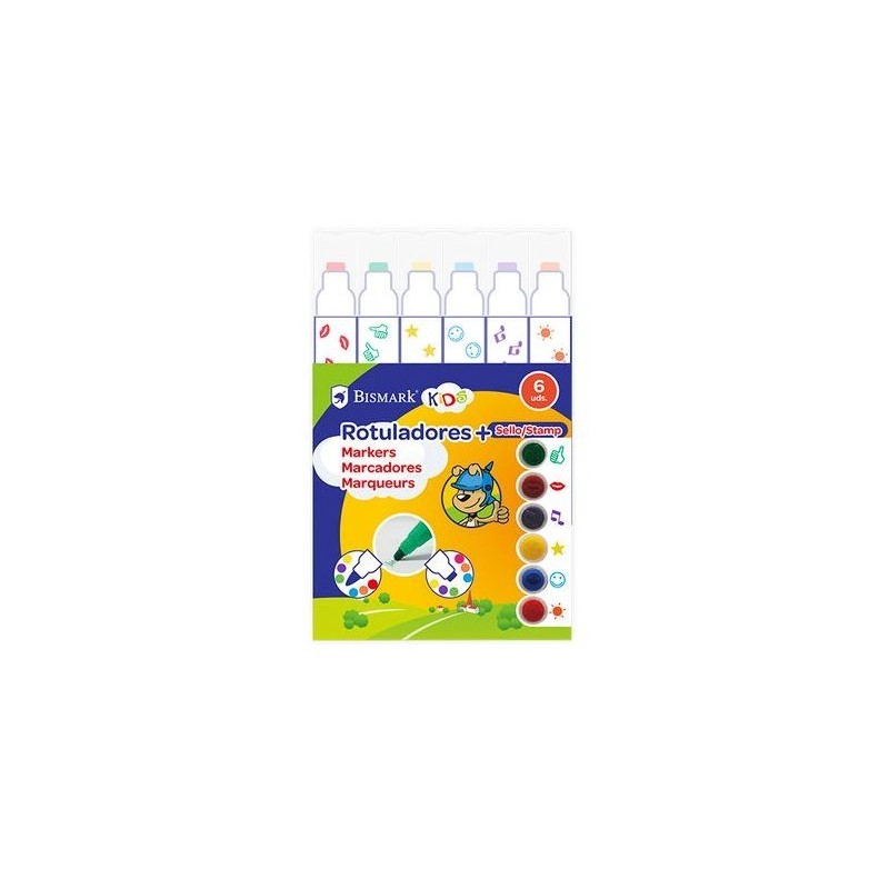 ROTULADORES DOBLE PUNTA C/ SELLO SET 6 COLORES