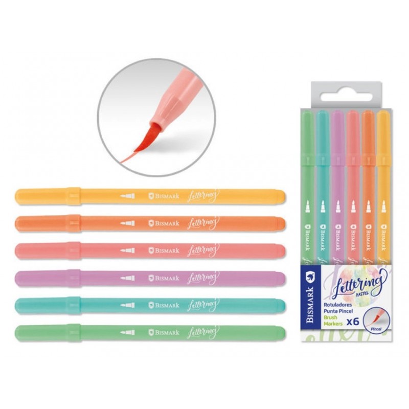 ROTULADORES PUNTA PINCEL LETTERING PASTEL 6 UDS