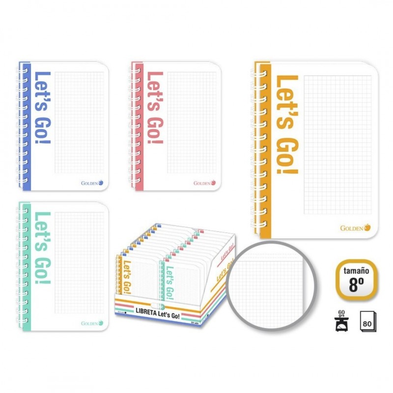 LIBRETA ESPIRAL LET S GO 8 80H 60GRS 4x4