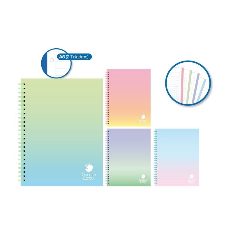 CUADERNO PP A5 RAINBOW SOFT RING 80H