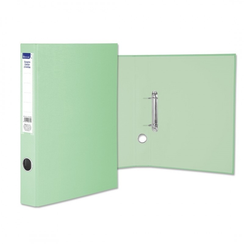 CARPETA CARTON F 2 AN 25 PASTEL VERDE CLARO OLLADO