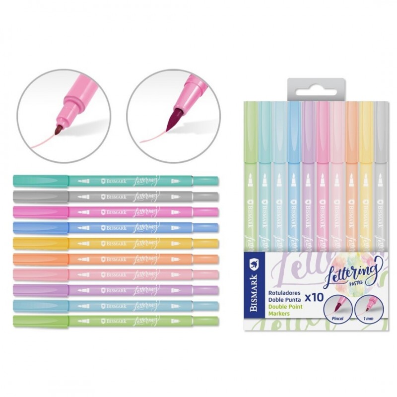 ROTULADORES DOBLE PUNTA LETTERING PASTEL 10 UDS