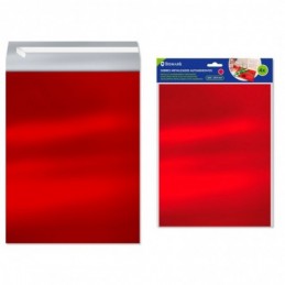 SOBRE METAL AUTOADHESIVO 324x254mm ROJO PACK 4