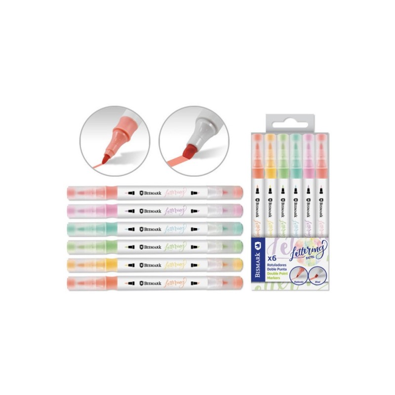 ROTULADORES DOBLE PUNTA LETTERING PASTEL 6 UDS