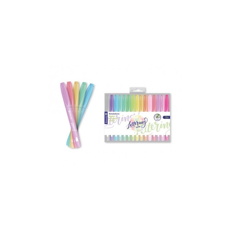 ROTULADORES PUNTA REDONDA LETTERING PASTEL 15UDS