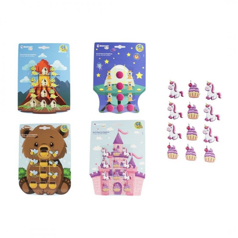 PEGATINAS 3D 3 EN RAYA REUTILIZABLES