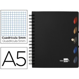 CUADERNO ESPIRAL LIDERPAPEL A5 100H 80GR 5MM SEPAR
