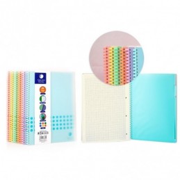 CUADERNO PP A4 DOTS PASTEL SOFT RING 80H 5x5mm