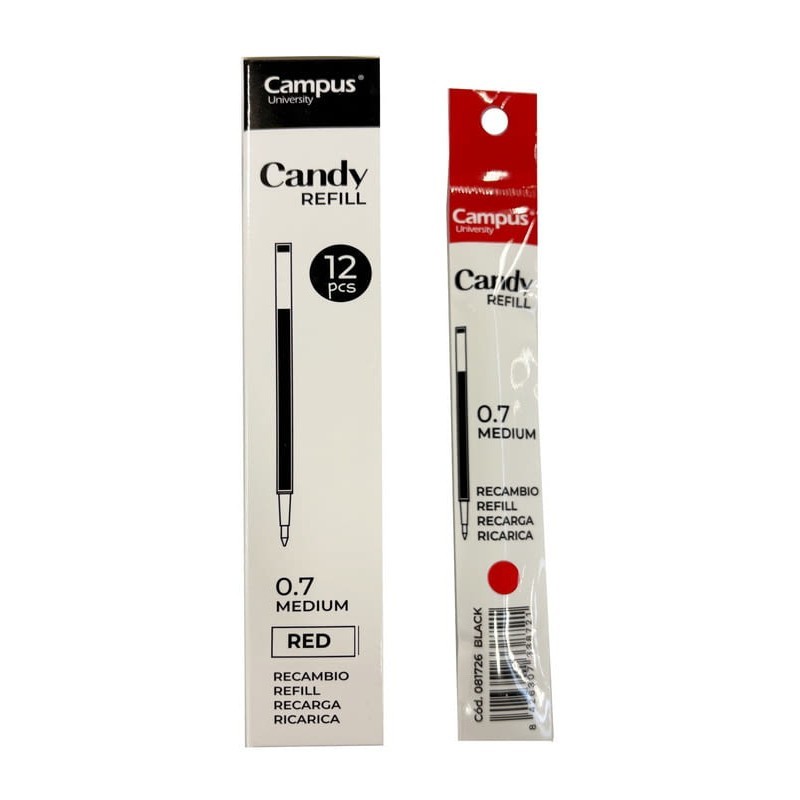 RECAMBIO BOLIGRAFO CAMPUS CANDY GEL ROJO