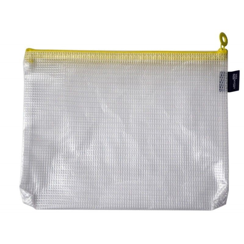 BOLSA MULTIUSO TRANSPARENTE A5 CREMALLERA AMARILLA