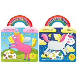 UNICORNIOS PARA PINTAR Y PEGAR 2 TITULOS SURTIDOS