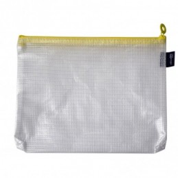 BOLSA MULTIUSO TRANSPARENTE A5 CREMALLERA AMARILLA