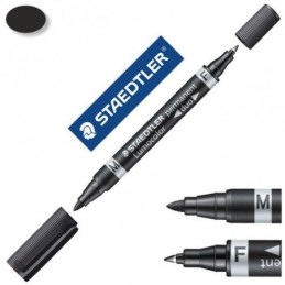 MARCADOR LUMOCOLOR DUO DOBLE NEGRO