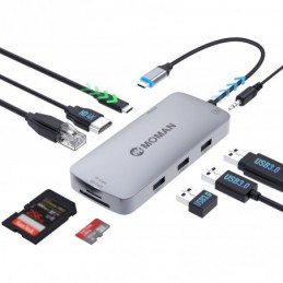 HUB USB 9 IN 1 HDMI RJ45 LECTOR DE TARJETAS USBC