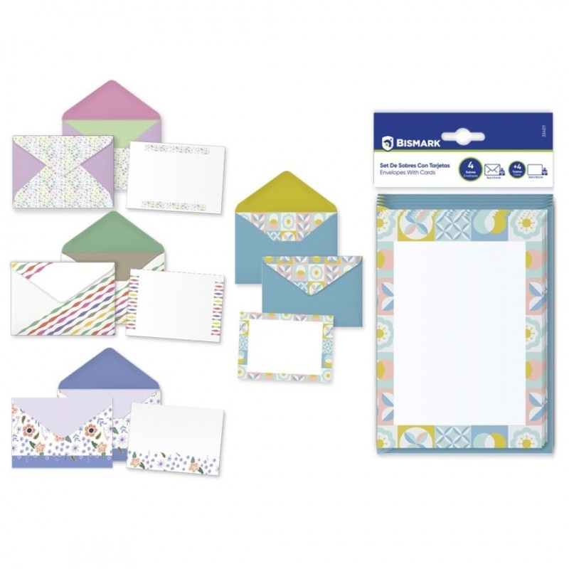 SET DE SOBRES CON TARJETAS 4 UNIDADES INTERIOR DEC