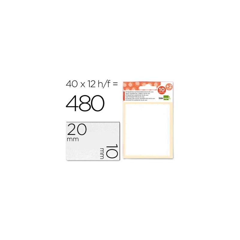 ETIQUETAS LIDERPAPEL 10H+2H 10x20MM 35UDS POR HOJA