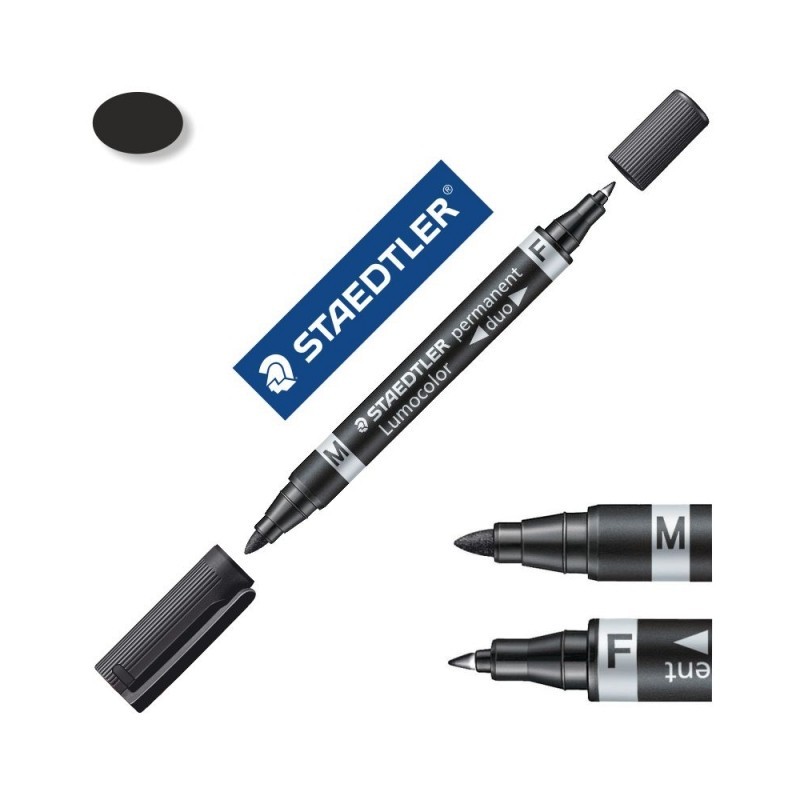 MARCADOR LUMOCOLOR DUO DOBLE NEGRO