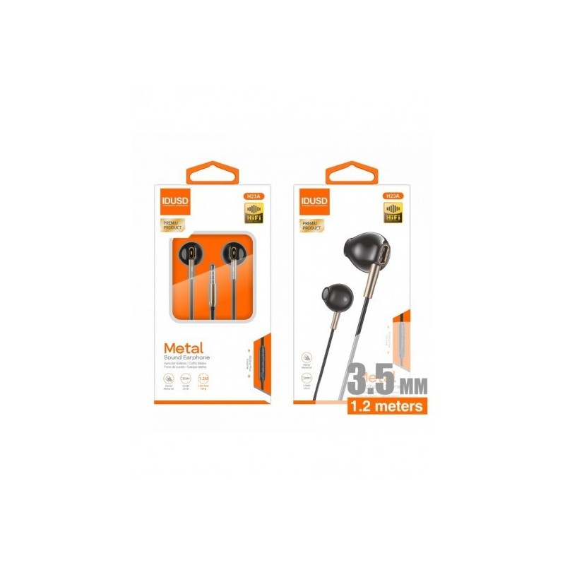 AURICULARES METAL 3.5MM NEGRO H23A