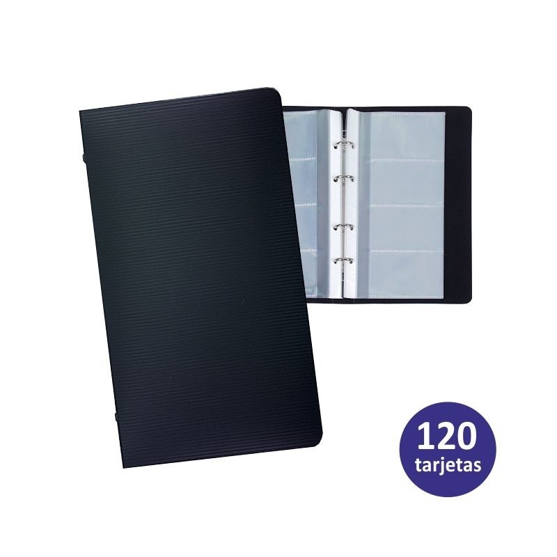 TARJETERO LIDERPAPEL 4 ANILLAS 15 FUNDAS 4 DEP 120