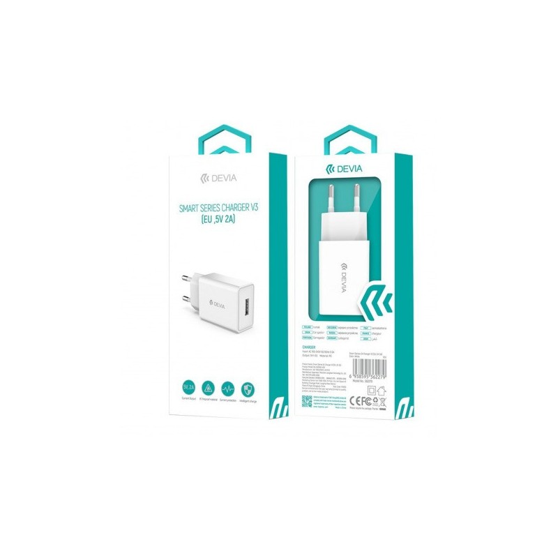 CARGADOR DEVIA SMART V3 USB 5V 2AMP 1 USB