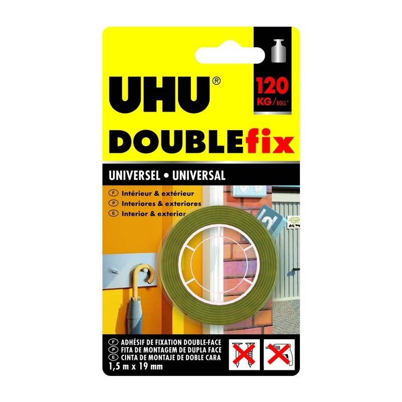 CINTA DOBLE CARA UHU 1.5MTS INTERIOR EXTERIOR 120K