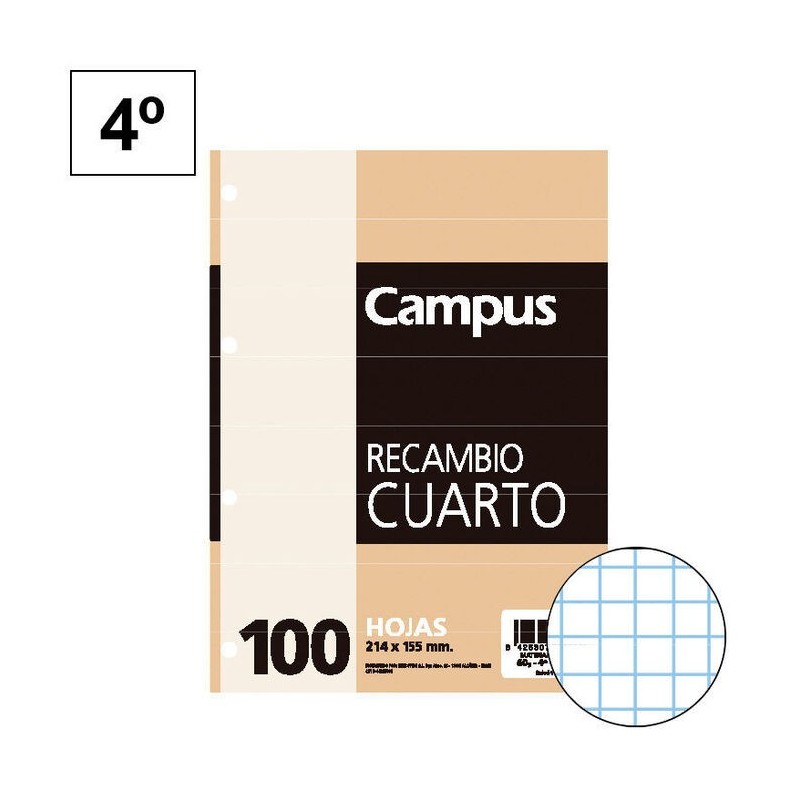 RECAMBIO ESCOLAR CUARTO 100H CN 4 TALADROS CAMPUS