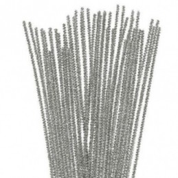 LIMPIAPIPAS CHENILLA METÁLICAS PLATA 6mmx30CM 25UD