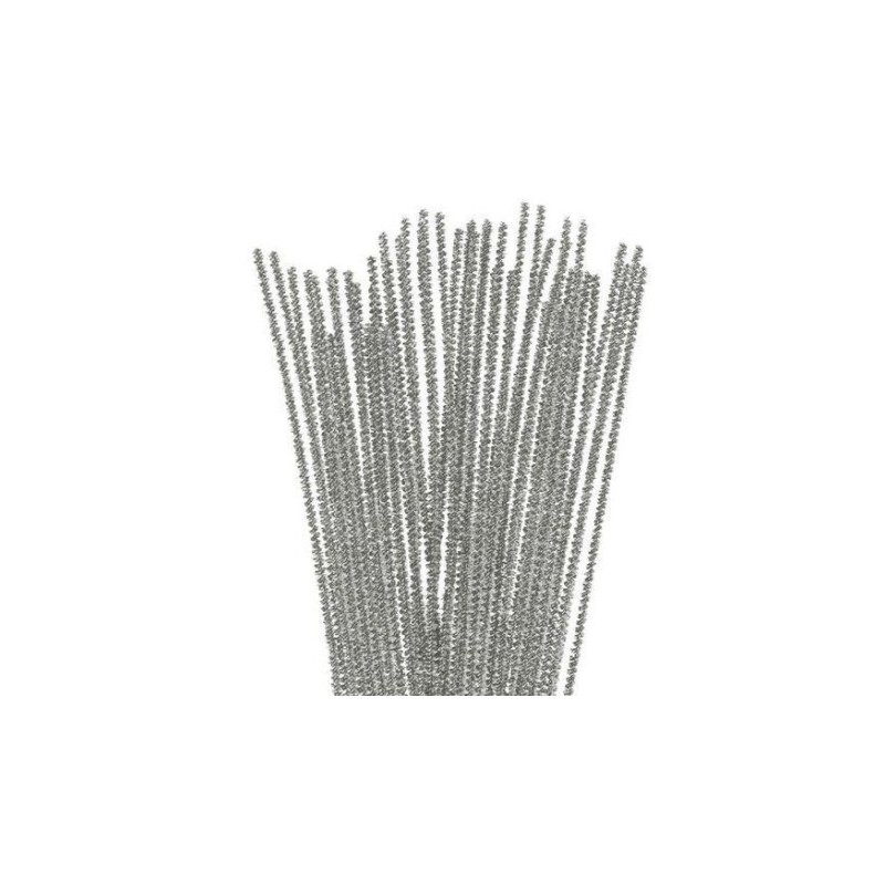 LIMPIAPIPAS CHENILLA METÁLICAS PLATA 6mmx30CM 25UD