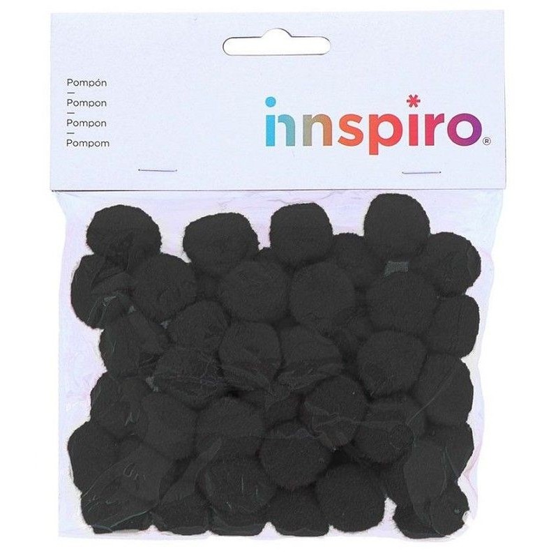 POMPONES POLIPROPILENO NEGRO 25MM 50UDS