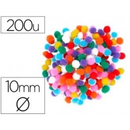POMPONES POLIPROPILENO MIX 10MM 200UDS