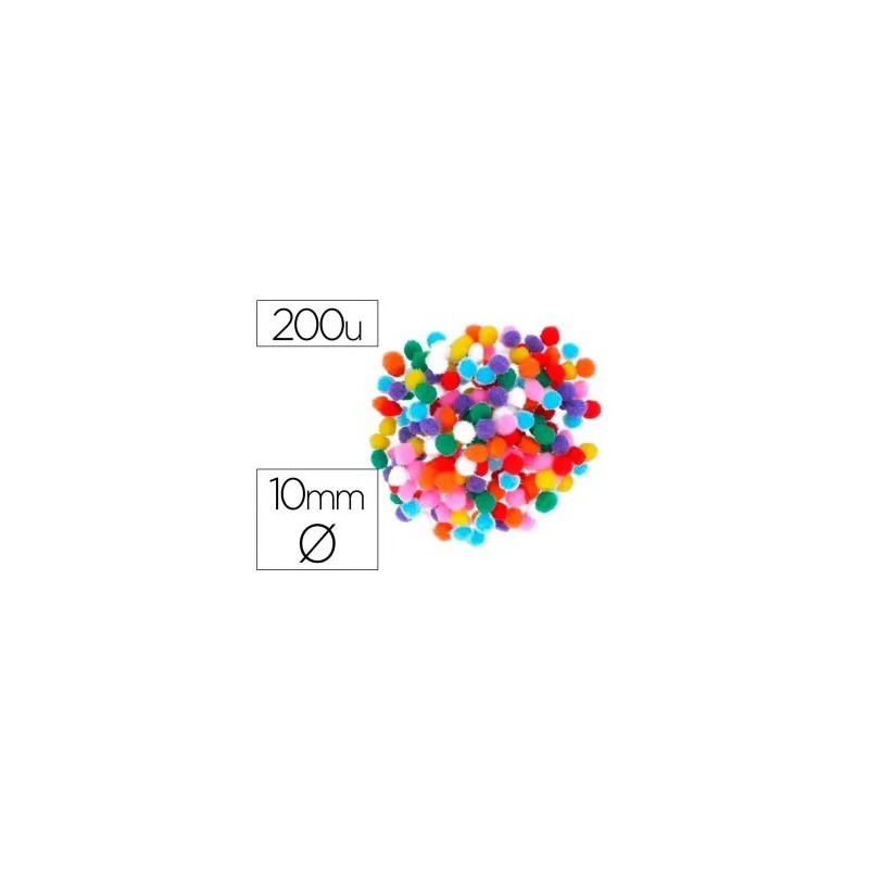POMPONES POLIPROPILENO MIX 10MM 200UDS
