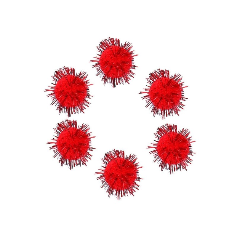 POMPONES BRILLANTES ROJO 25mm 20UDS