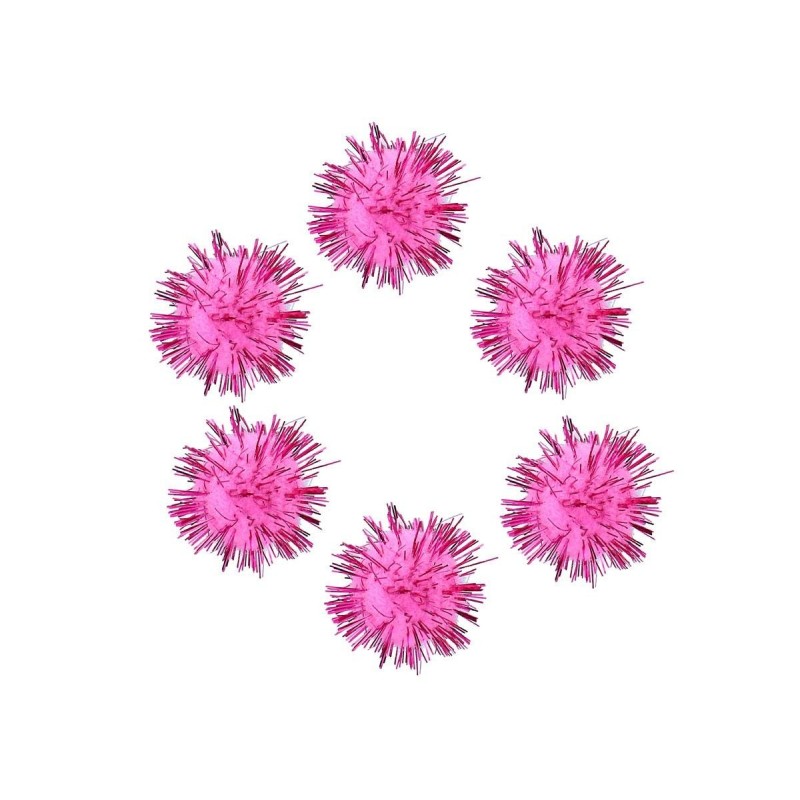 POMPONES BRILLANTES ROSA 25mm 20UDS