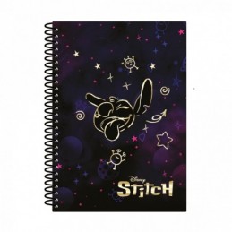 CUADERNO ESPIRAL B5 100H 5x5 STITCH GOL MISCHIEVOU